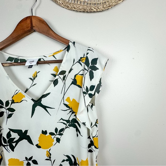 Cabi 3963 Birdwatcher Floral Crossover Flutter Sleeve Blouse XS - Picture 7 of 10